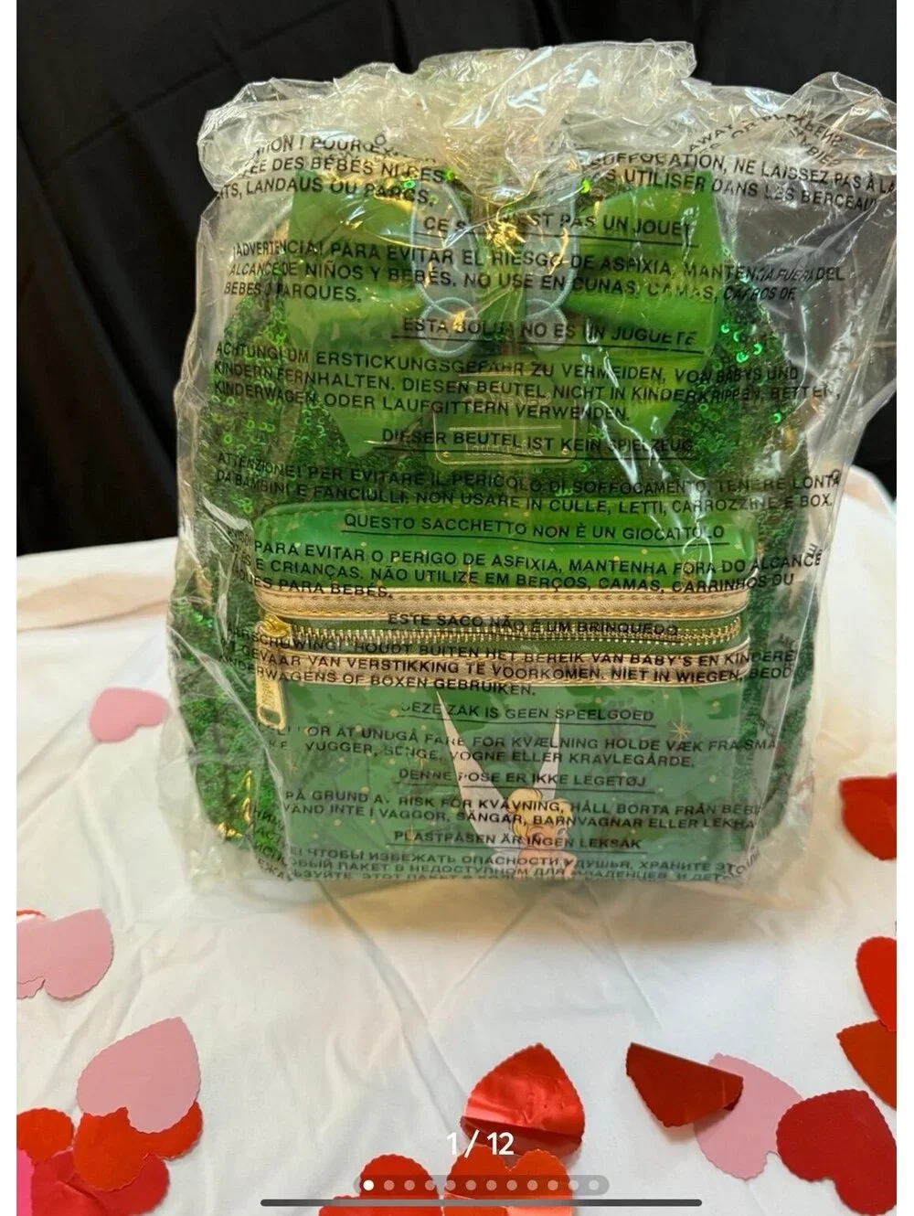 Loungefly Tinkerbell Emerald Green Sequin Backpack NWT